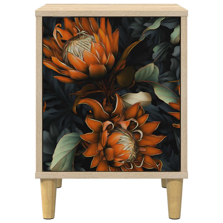 Wooden Bedside Cabinet 36cm Wide With 1 Door in Set Of 2 - Lochem