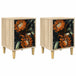 Wooden Bedside Cabinet 36cm Wide With 1 Door in Set Of 2 - Lochem
