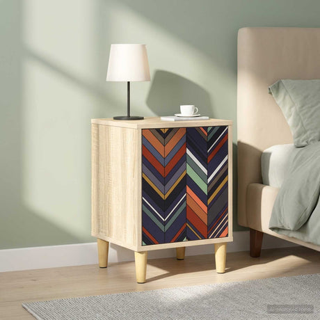Wooden Bedside Cabinet 36cm Wide With 1 Door in Set Of 2 - Ommen