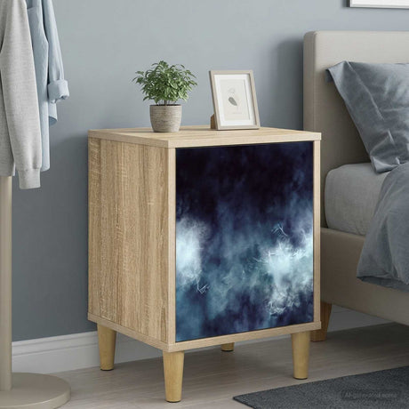 Wooden Bedside Cabinet 36cm Wide With 1 Door in Set Of 2 - Raalte