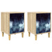 Wooden Bedside Cabinet 36cm Wide With 1 Door in Set Of 2 - Raalte