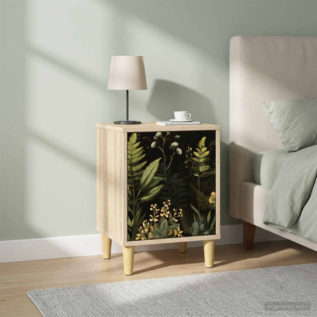 Wooden Bedside Cabinet 36cm Wide With 1 Door in Set Of 2 - Rhenen