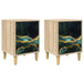 Wooden Bedside Cabinet 36cm Wide With 1 Door in Set Of 2 - Wijhe