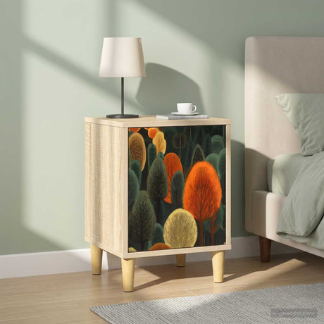 Wooden Bedside Cabinet 36cm Wide With 1 Door in Set Of 2 - Zaandam