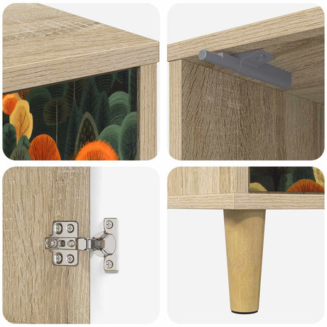 Wooden Bedside Cabinet 36cm Wide With 1 Door in Set Of 2 - Zaandam