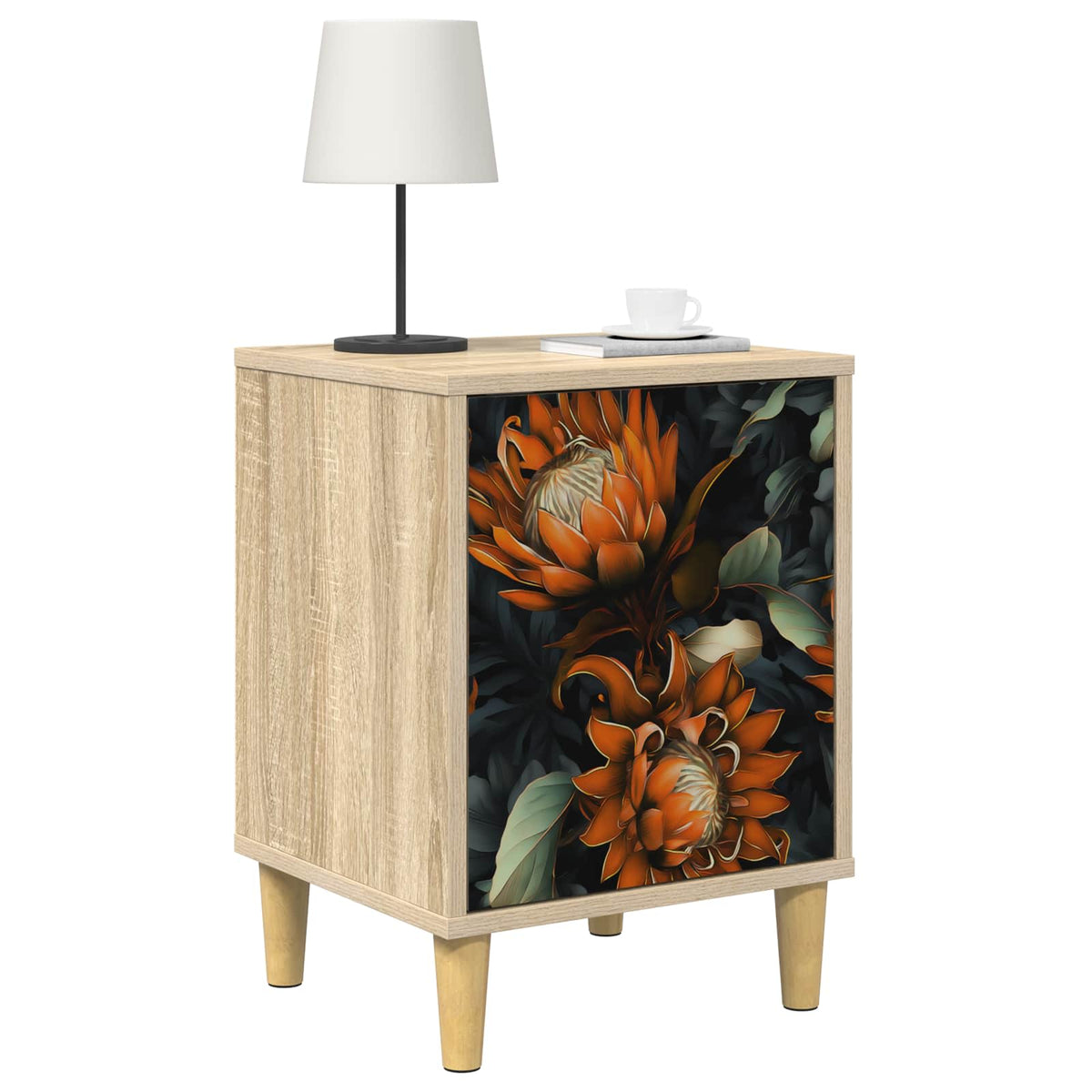 Wooden Bedside Cabinet 36cm Wide With 1 Door - Lochem