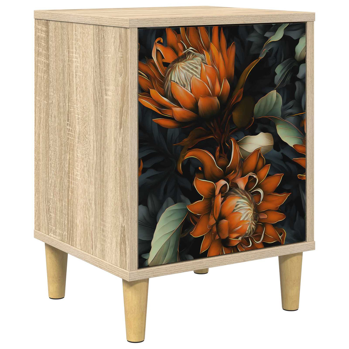 Wooden Bedside Cabinet 36cm Wide With 1 Door - Lochem