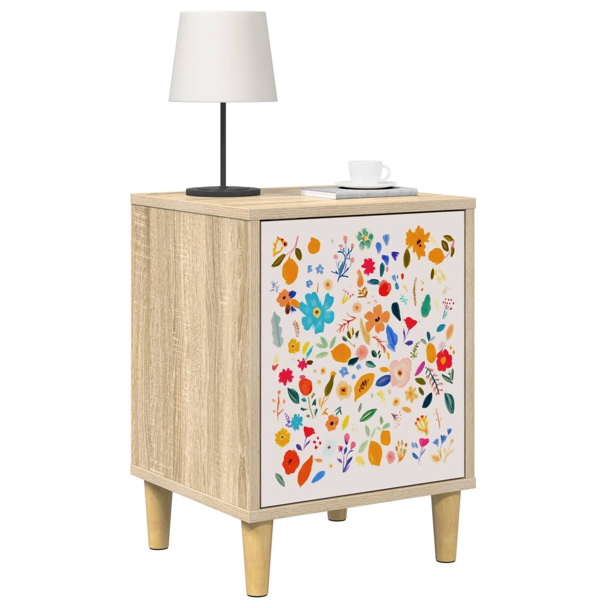 Wooden Bedside Cabinet 36cm Wide With 1 Door - Mainz