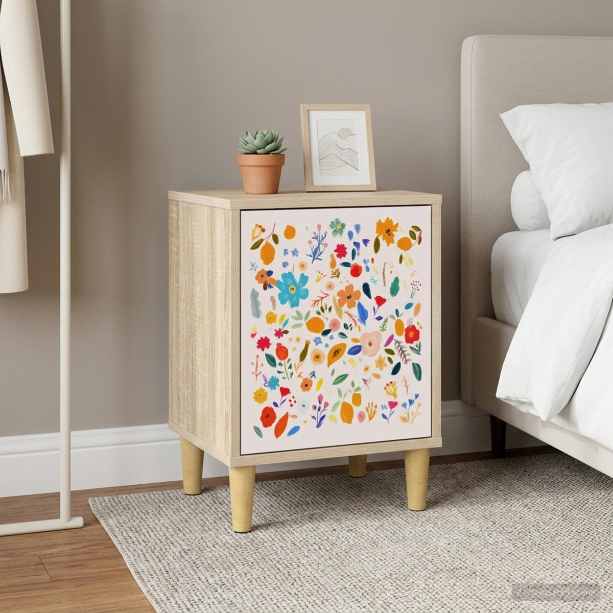 Wooden Bedside Cabinet 36cm Wide With 1 Door - Mainz