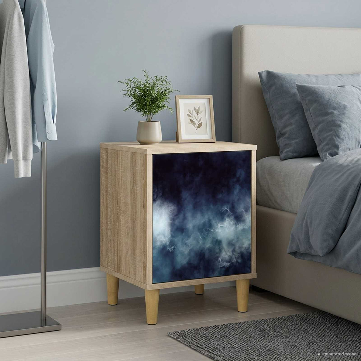 Wooden Bedside Cabinet 36cm Wide With 1 Door - Raalte