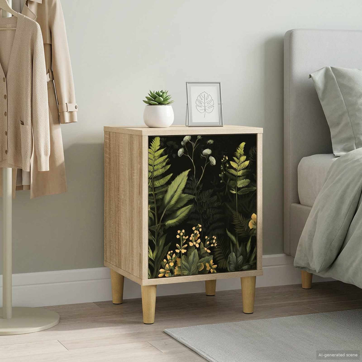 Wooden Bedside Cabinet 36cm Wide With 1 Door - Rhenen