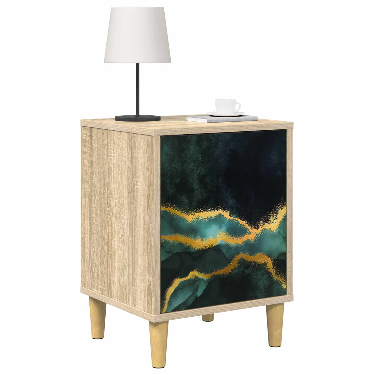 Wooden Bedside Cabinet 36cm Wide With 1 Door - Wijhe