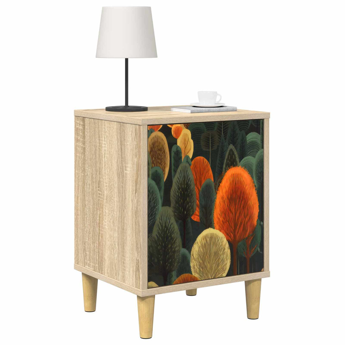 Wooden Bedside Cabinet 36cm Wide With 1 Door - Zaandam
