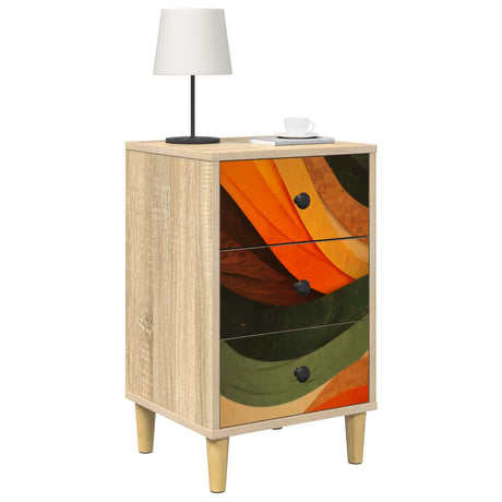 Wooden Bedside Cabinet 36cm Wide With 3 Drawers - Bonn