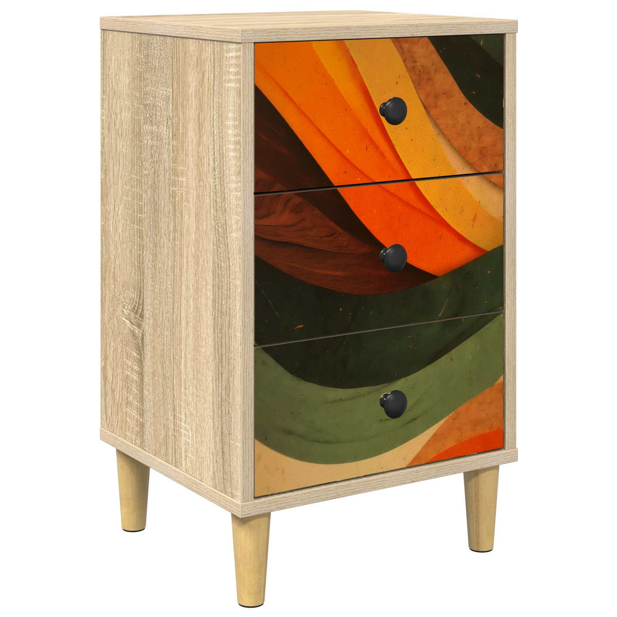 Wooden Bedside Cabinet 36cm Wide With 3 Drawers - Bonn