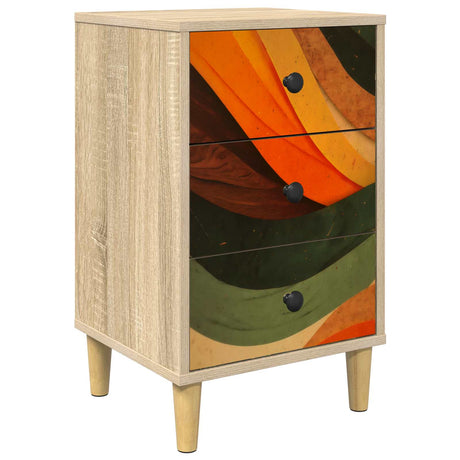 Wooden Bedside Cabinet 36cm Wide With 3 Drawers - Bonn