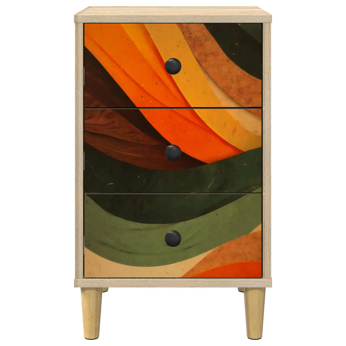 Wooden Bedside Cabinet 36cm Wide With 3 Drawers - Bonn