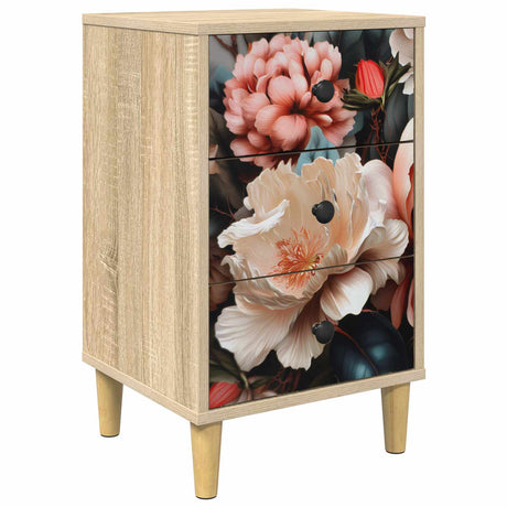 Wooden Bedside Cabinet 36cm Wide With 3 Drawers - Borne