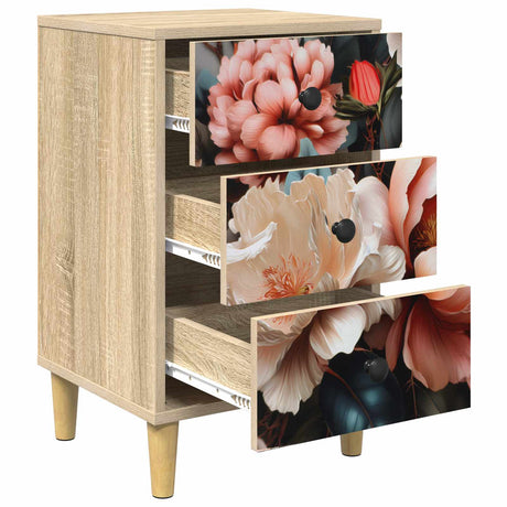 Wooden Bedside Cabinet 36cm Wide With 3 Drawers - Borne