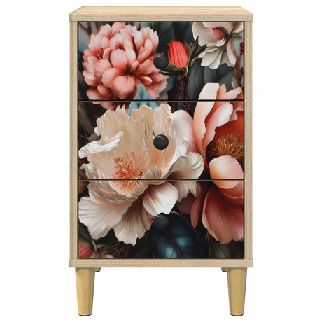 Wooden Bedside Cabinet 36cm Wide With 3 Drawers - Borne