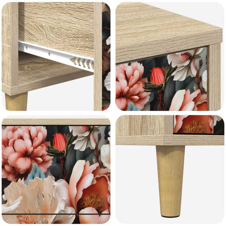 Wooden Bedside Cabinet 36cm Wide With 3 Drawers - Borne