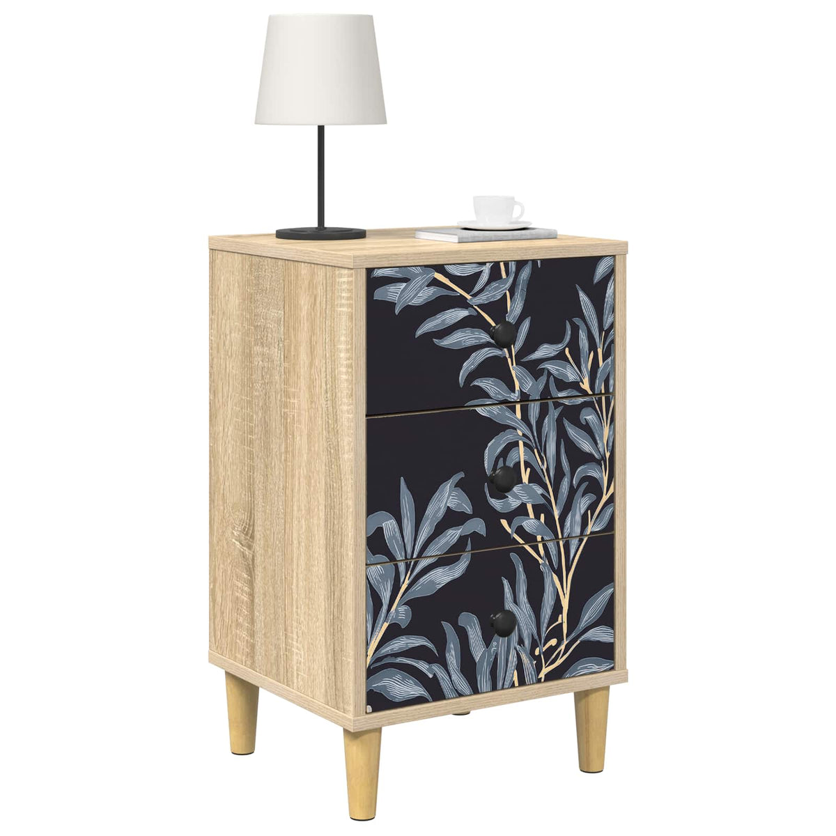 Wooden Bedside Cabinet 36cm Wide With 3 Drawers - Dokkum