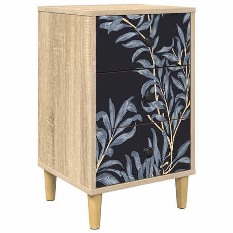 Wooden Bedside Cabinet 36cm Wide With 3 Drawers - Dokkum