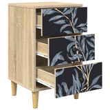 Wooden Bedside Cabinet 36cm Wide With 3 Drawers - Dokkum