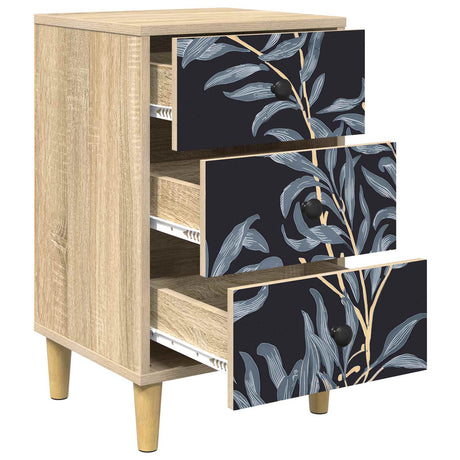 Wooden Bedside Cabinet 36cm Wide With 3 Drawers - Dokkum