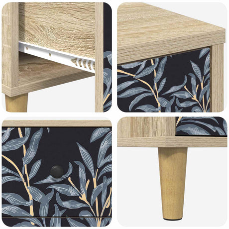 Wooden Bedside Cabinet 36cm Wide With 3 Drawers - Dokkum