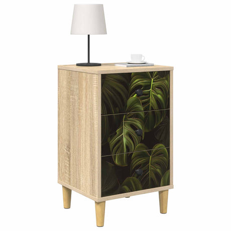 Wooden Bedside Cabinet 36cm Wide With 3 Drawers - Elburg