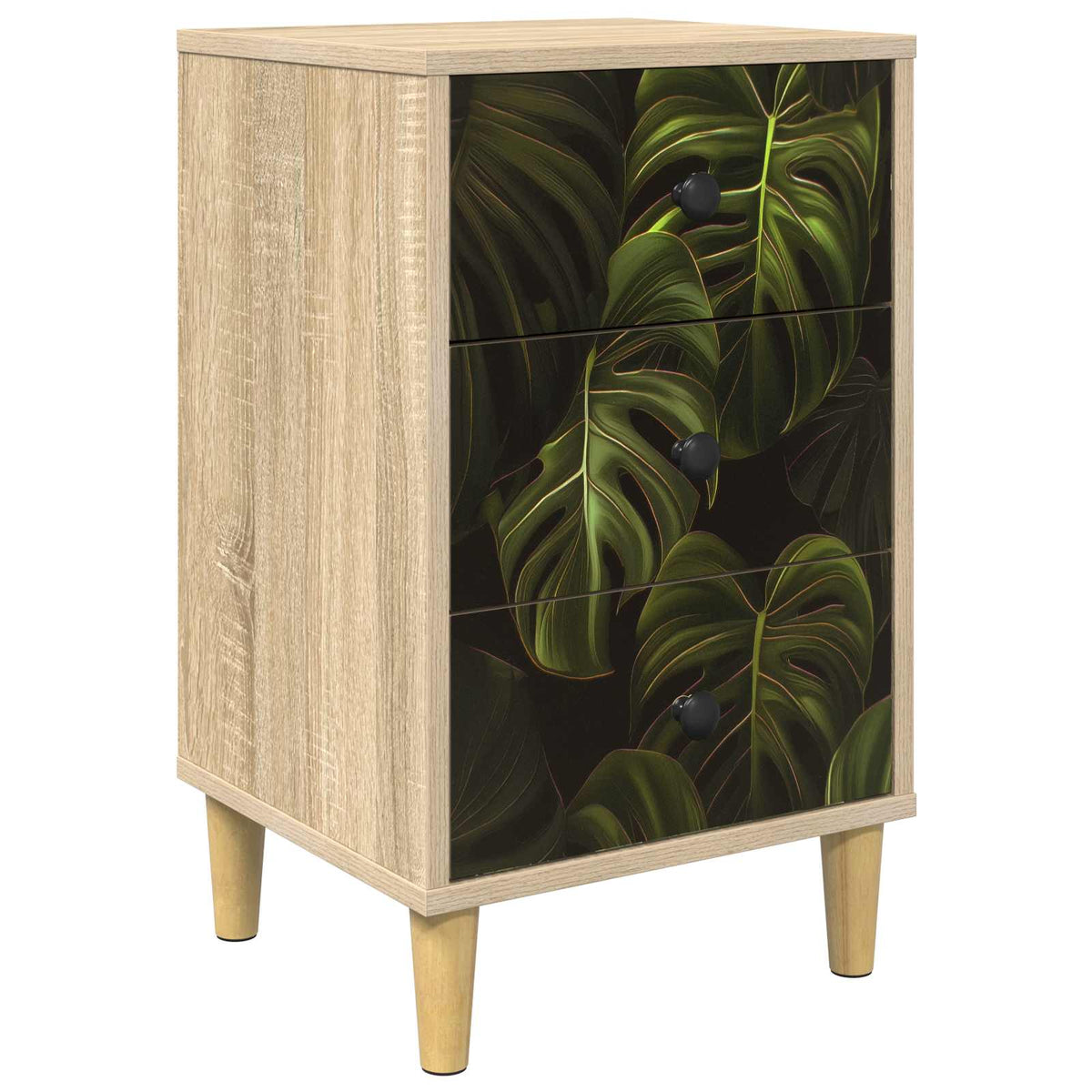 Wooden Bedside Cabinet 36cm Wide With 3 Drawers - Elburg