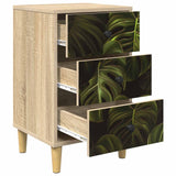 Wooden Bedside Cabinet 36cm Wide With 3 Drawers - Elburg