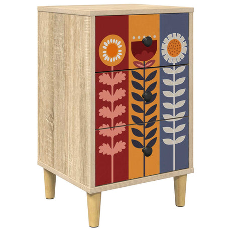 Wooden Bedside Cabinet 36cm Wide With 3 Drawers - Essen