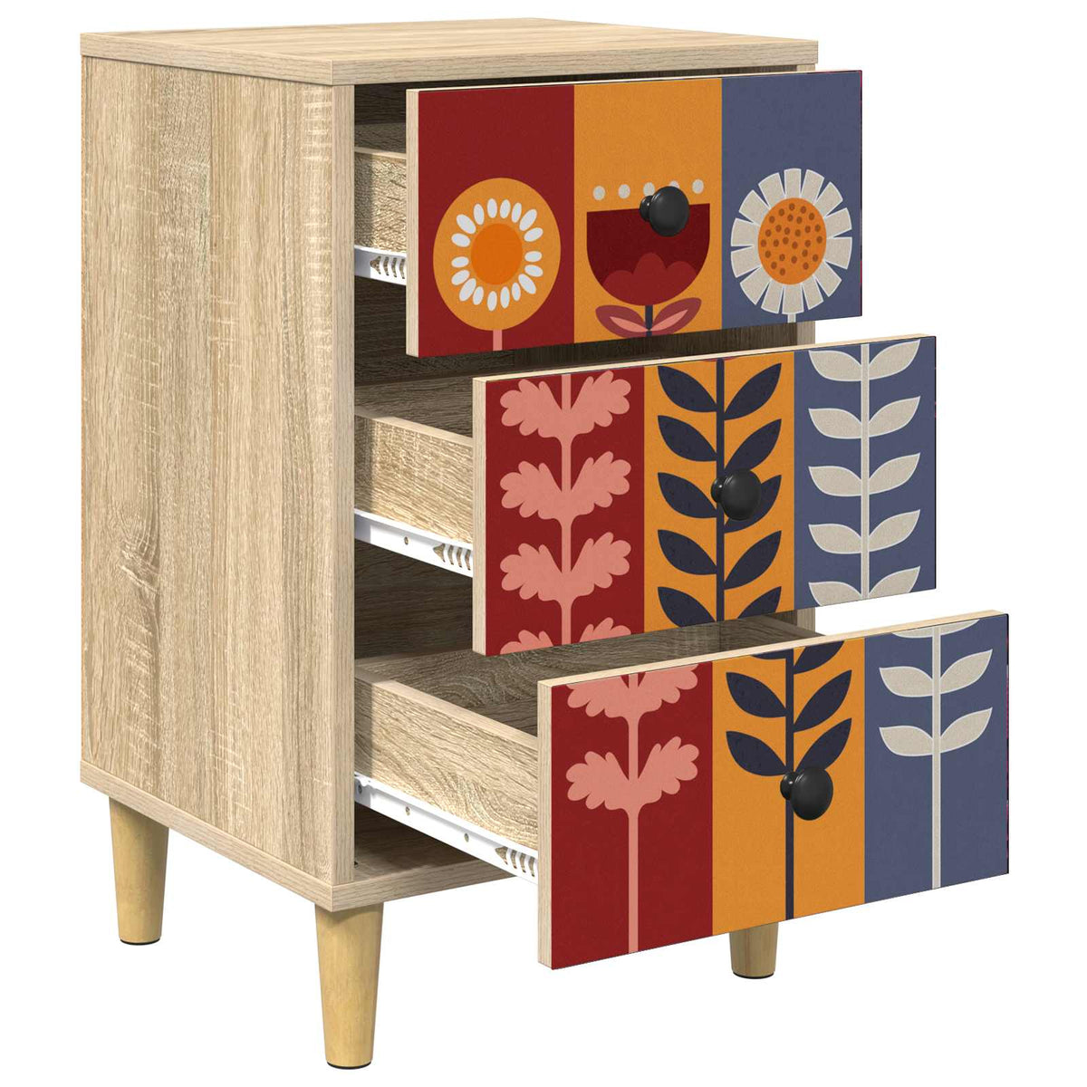Wooden Bedside Cabinet 36cm Wide With 3 Drawers - Essen