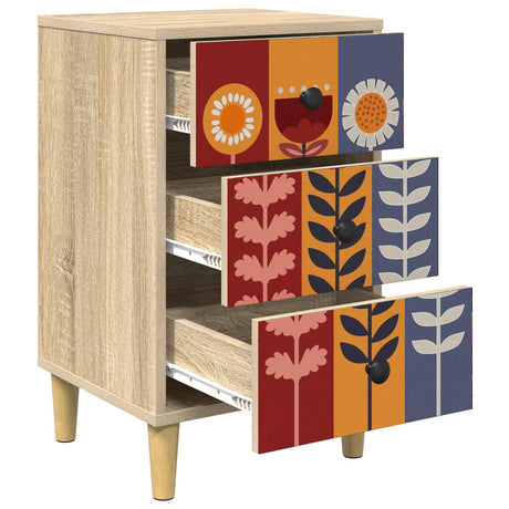 Wooden Bedside Cabinet 36cm Wide With 3 Drawers - Essen