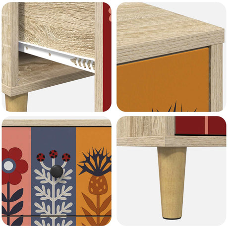 Wooden Bedside Cabinet 36cm Wide With 3 Drawers - Essen