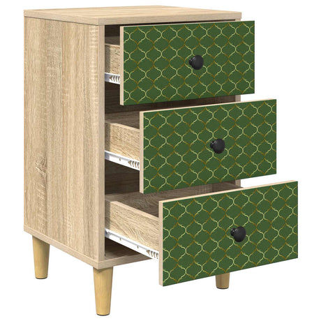 Wooden Bedside Cabinet 36cm Wide With 3 Drawers - Geleen