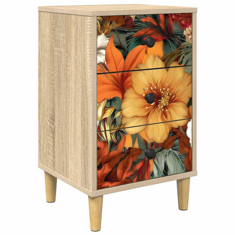 Wooden Bedside Cabinet 36cm Wide With 3 Drawers - Gennep