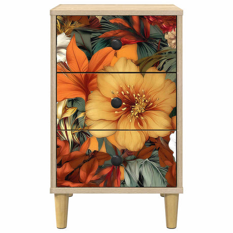 Wooden Bedside Cabinet 36cm Wide With 3 Drawers - Gennep