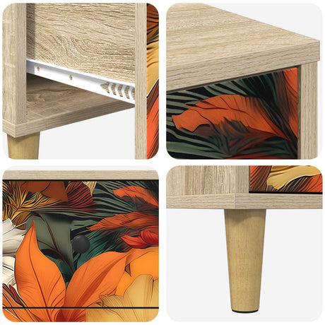 Wooden Bedside Cabinet 36cm Wide With 3 Drawers - Gennep