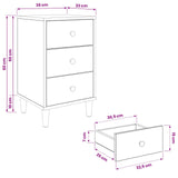 Wooden Bedside Cabinet 36cm Wide With 3 Drawers - Gennep