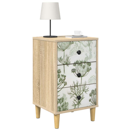 Wooden Bedside Cabinet 36cm Wide With 3 Drawers - Gotha