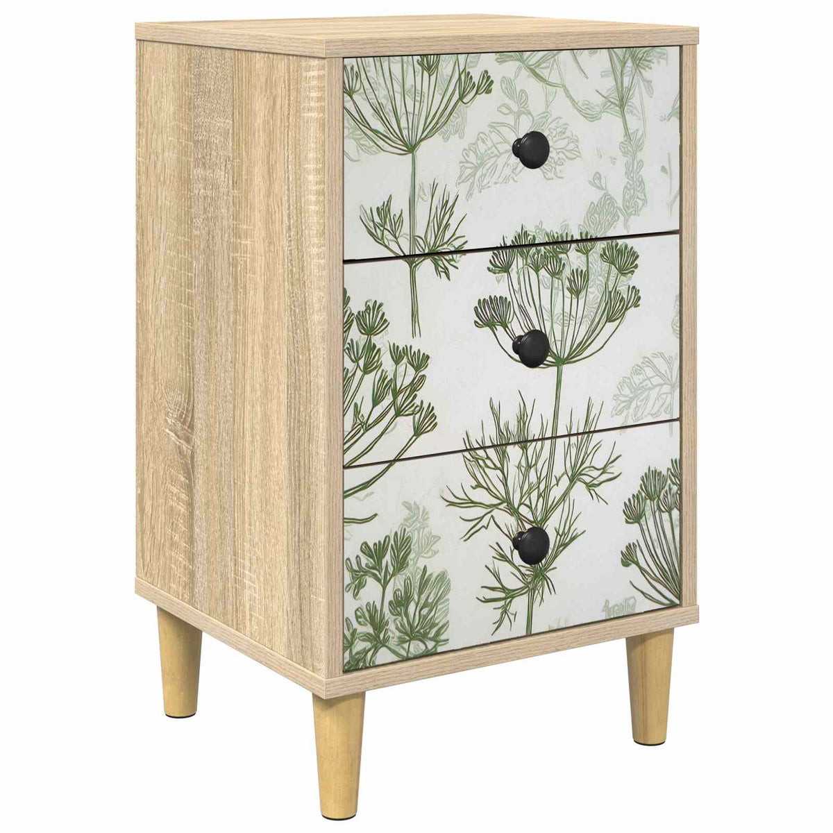 Wooden Bedside Cabinet 36cm Wide With 3 Drawers - Gotha
