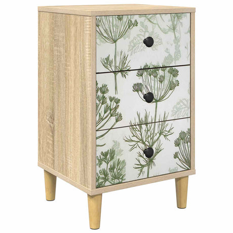 Wooden Bedside Cabinet 36cm Wide With 3 Drawers - Gotha