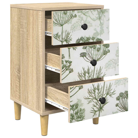 Wooden Bedside Cabinet 36cm Wide With 3 Drawers - Gotha