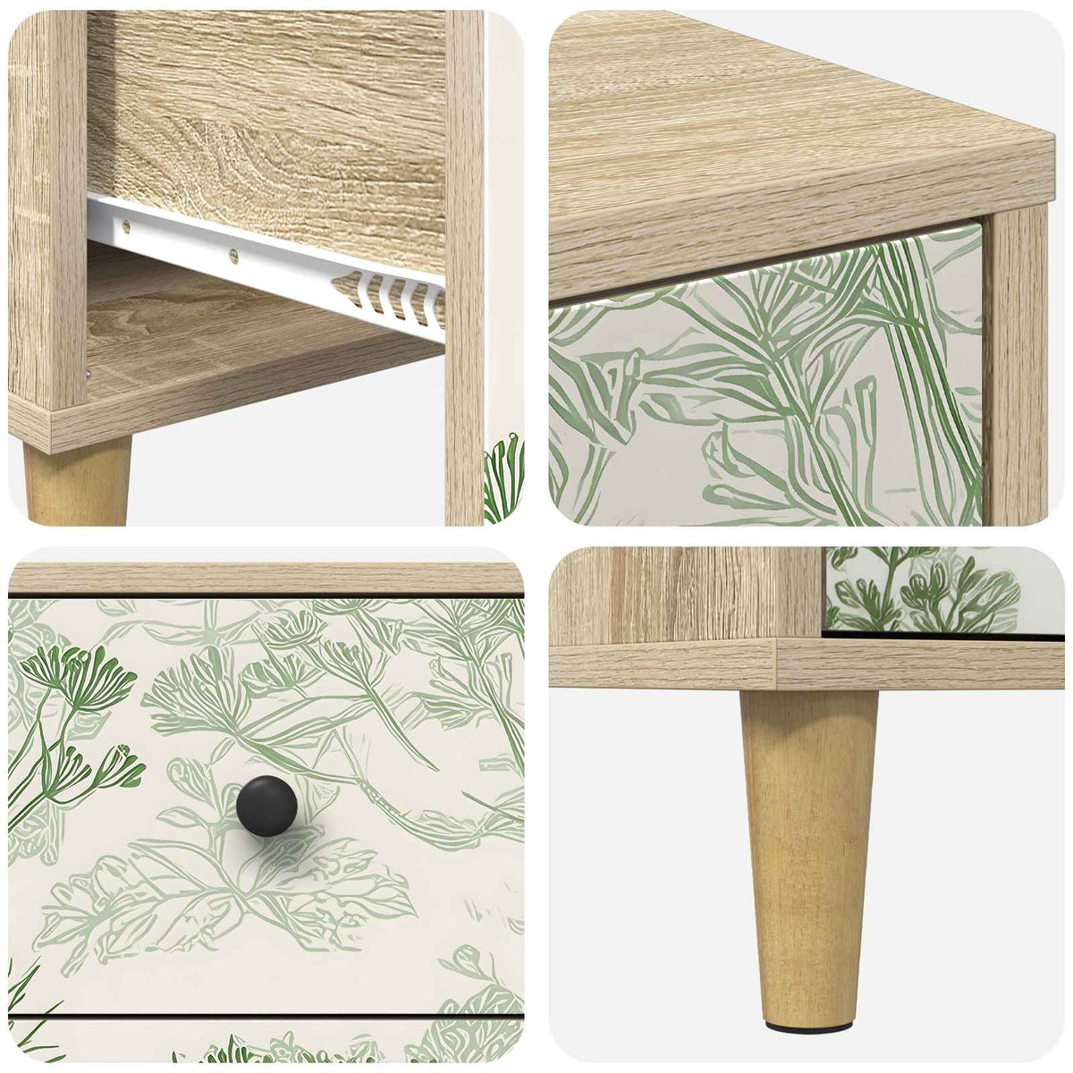 Wooden Bedside Cabinet 36cm Wide With 3 Drawers - Gotha