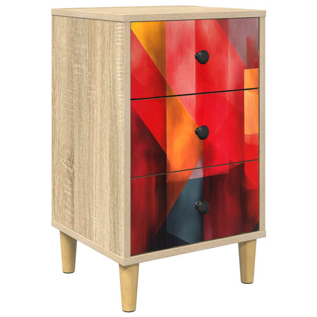 Wooden Bedside Cabinet 36cm Wide With 3 Drawers - Heesch