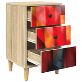 Wooden Bedside Cabinet 36cm Wide With 3 Drawers - Heesch