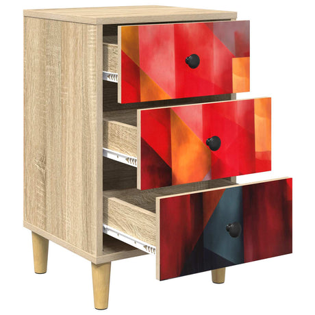 Wooden Bedside Cabinet 36cm Wide With 3 Drawers - Heesch